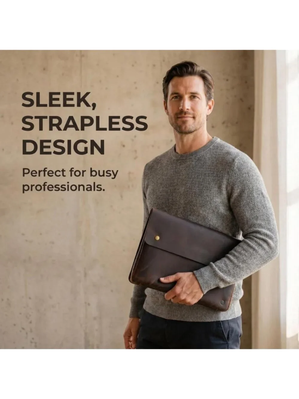 Full-Grain Leather Laptop Folder | Stylish Document Case for Professionals